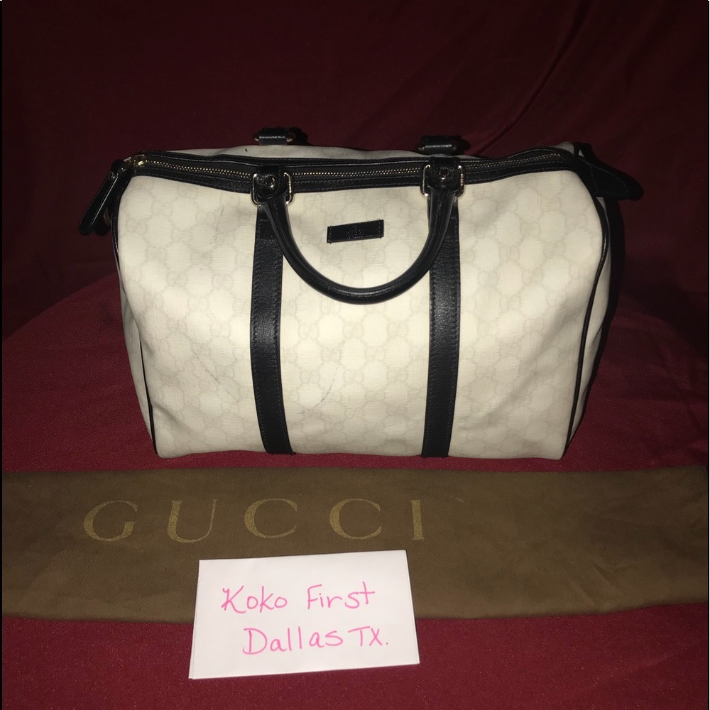 Gucci Boston Joy Satchel GG White and Black